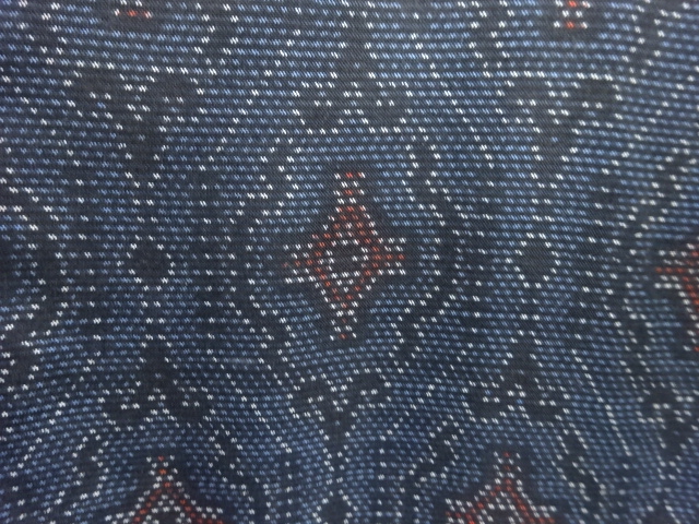 JAPANESE KIMONO / ANTIQUE ABSTRACT PATTERN WOVEN DORO OSHIMA TSUMUGI K
